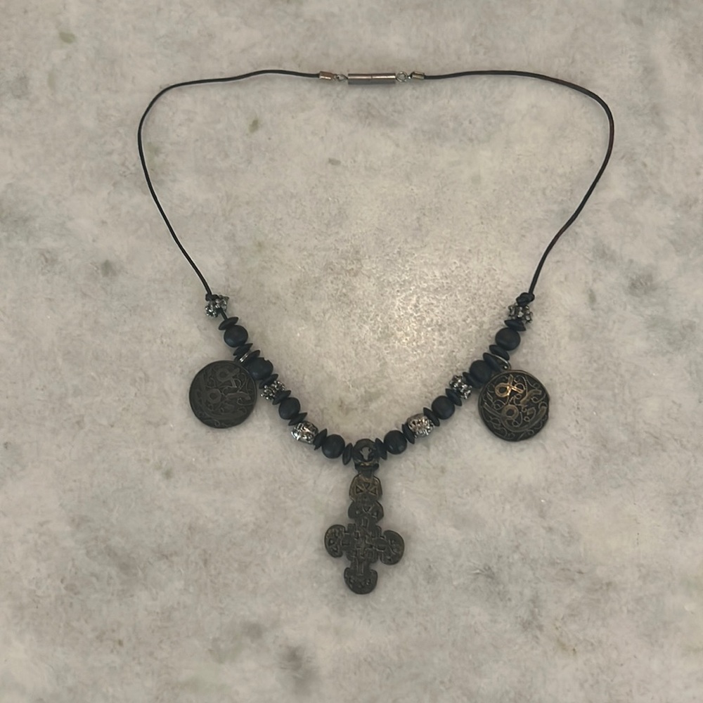 Cross necklace with beads
